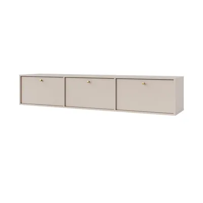 Produktbild von TV-Schrank TOKA III – Lowboard mit 3 Türen, modernes TV-Möbel hängend für Wohnzimmer - Beige