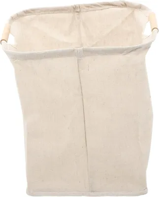 Image de Panier pliable pour le linge sale, les vêtements et les couvertures, doté de poignées en bois. Robuste, gain de place et facile à transporter