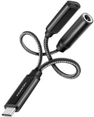 Obrázek produktu pro Axagon ADA-HCPD, USB-C, 3.5 mm, Samice, USB-C, Samec, 0,1 m, Černá