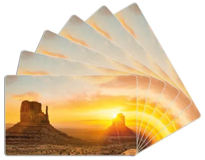 Produktbild von Wallario Frühstücksbrettchen 6er Set aus Glas, je 14 x 23 cm, mit rutschfesten Füßen, Motiv Monument bei Sonnenuntergang