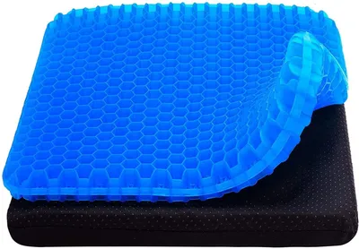 Produktbild von Atmungsaktives Sitzkissen – Doppelt dickes Gelkissen – Rutschfester Bezug – Bequemes Sitzkissen – Geeignet für Auto/Büro – Große Größe: 47x43x3,5 cm