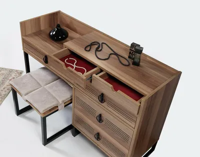 Produktbild von Schlafzimmer Spiegel Kommode Holz Modernes Design Luxus braun neu