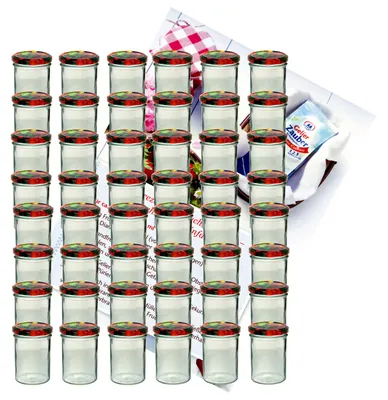 Image de lot de 50 bocaux 435 ml To 82 avec couvercle et livret de recettes Diamant Gelierzauber