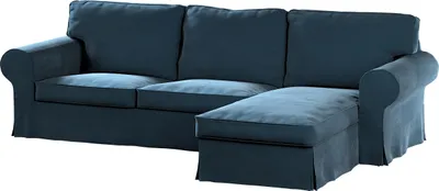 Produktbild von Dekoria Bezug für Ektorp 2-Sitzer Sofa mit Recamiere, blau, Ektorp 2-Sitzer Sofabezug mit Recamiere
