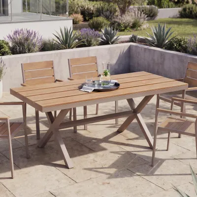 Produktbild von riess-ambiente Gartentisch DESIGNO 105cm natur greige Aluminium wetterfest X-Gestell 6 Personen