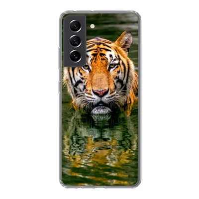 Produktbild von MuchoWow® Handyhülle Schutzhülle Hülle für Samsung Galaxy S21 FE Tiger - Wasser - Spiegelung Silikon Softcase Handy Hülle - Mobiltelefonhülle