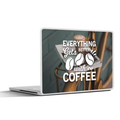 Produktbild von MuchoWow® Laptop Aufkleber Sticker Cover Zitate - Sprichwörter - Mit Kaffee wird alles besser - Kaffee 31x22.5 cm - Laptop-Deko
