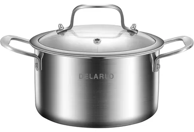 Immagine prodotto di Pentola a induzione Kochtopf, diametro 20 cm, capacità 3,3 litri, in acciaio inossidabile, ideale per la carne, con coperchio, a triplo strato