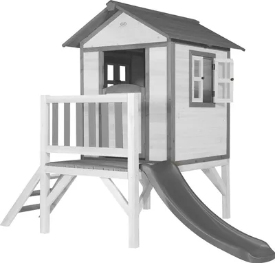 Produktbild von AXI Spielhaus Beach Lodge XL in Weiß mit Rutsche in Grau | Stelzenhaus aus  Holz für Kinder | Kleiner Spielturm für den Garten