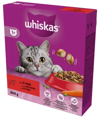 Obrázek produktu pro Krmivo pro dospělé kočky Whiskas s hovězím masem, 800g