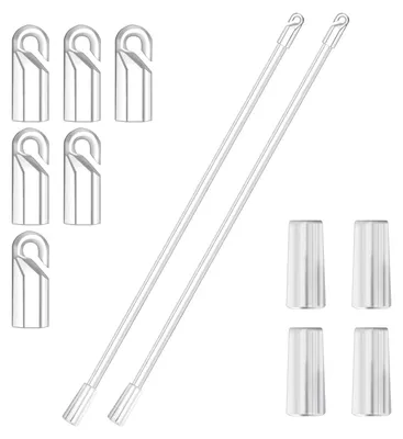 Jalousiestäbe 30 cm, durchsichtig, 2 Stück, mit Haken und Griffen