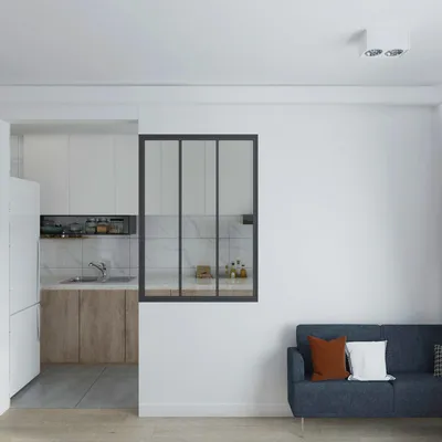 Produktbild von inova Innenfenster 930 x 1300 mm, 3-teilig, Stahlrahmen Schwarz, Klarglas, Loftstil