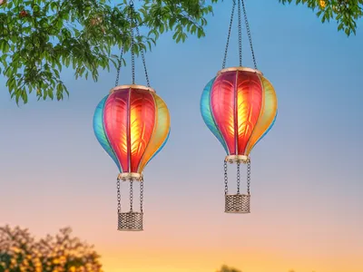 Produktbild von 2er Set Solarbeleuchtung Deko Solarballon Gartenbeleuchtung & Balkon, H: 46,5cm