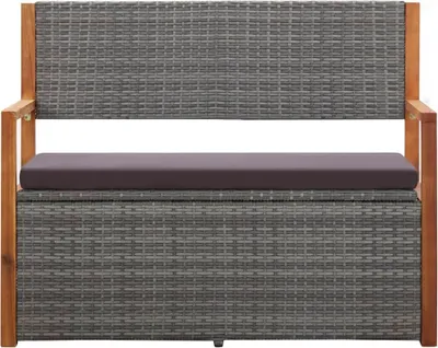 Zdjęcie produktu dla vidaXL Ławka ze schowkiem 115 cm polirattan lite drewno akacja szary