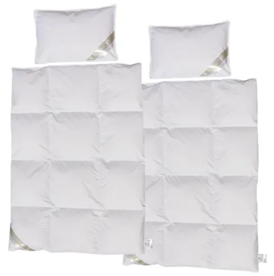 Produktbild von 2 x Set Luxus Kinder Ganzjahresdecke Daunendecke 100x135 + Kissen 40x60 4.tlg.