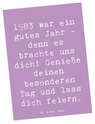 Produktbild von Mr. & Mrs. Panda Postkarte Spruch 1983 Geburtstag - Lavendeltraum - Geschenk, gutes Jahr, Alter, Geburtstagsjahr, Ansichtskarte, Postkarten, Geburtsjahr, Grußkarte