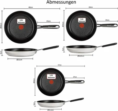Produktbild von Tefal Jamie Oliver E76 Pfannenset – 6tlg. Induktions-Kochset mit 20, 24, 28cm Pfannen –  Titanium Antihaftbeschichtung, Thermo-Spot