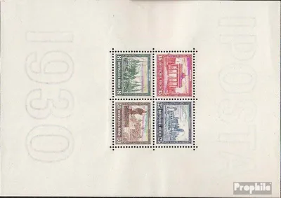 Produktbild von Briefmarken Deutsches Reich 1930 Mi Block1 (kompl.Ausg.) mit Falz IPOSTA Berlin