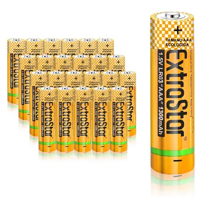 Obrázok produktu pre EXTRASTAR Alkalické batérie AAA LR03, 1,5 V, 1300 mAh, typ AA, vysoký výkon