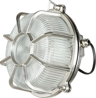 Produktbild von Außenleuchte Wand in Nickel Messing massiv Riffelglas E27 IP64 Maritim Haus Garten Wandlampe
