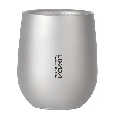 Produktbild von Lixada 200ml Ultraleichter doppelwandiger isolierter Wasserbecher-Teetassenbecher aus Titan fuer Camping im Freien Wandern Rucksack Home Office