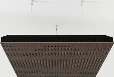 Produktbild von 2-Stück Akustik Deckenpaneele «WILDS-C» mit Montageset | Absorption - Diffusion - Reflexion - Schalldämmung - Isolierung | Acoustic Cloud Panel | 50x50x5cm | Farbe: Wenge
