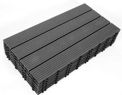 Produktbild von WPC Terrassendielen 60x30cm dunkelgrau 5m² Schnellmontage