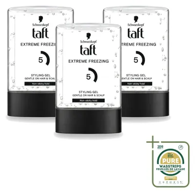 Productafbeelding van 3 x Taft Men Power Gel Extreme Sterke Fixatie, 5 - 300 ml - Voordeelverpakking - 3 stuks