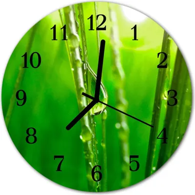 Produktbild von Glasuhr Wanduhr Küchenuhr Echt-Glas 30fi cm Gras Tropfen grün
