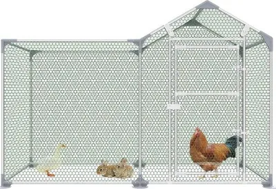 Productafbeelding van Metalen Kippenhok - Buitenren Dieren - Veilige Dierenverblijf - Roestbestendig Verzinkt Staal - 2 x 1 meter - Zilver