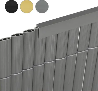 Produktbild von Sekey PVC Zaunschiene Abdeckprofil 5pcs x 1m, Schutzzubehör für PVC Sichtschutzmatte, 1 m/Wurzel, 5er Set, Grau