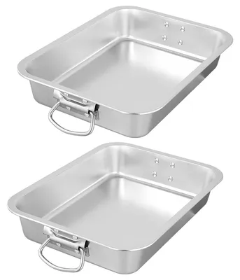 Immagine prodotto di Omgoods - Set di 2 pentole da forno in acciaio inossidabile, 40 x 30 x 7 cm