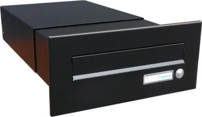 Produktbild von B-042 Durchwurfbriefkasten in RAL 9005 mit Klingel (Tiefe: 39-62 cm)