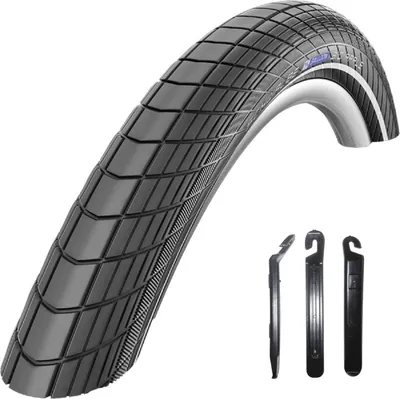 Immagine prodotto di 1 x Schwalbe Big Apple RaceGuard Copertone per bicicletta con riflettente 50-406 ( 20 x 2,00 ) incl. 3 leve per copertoni