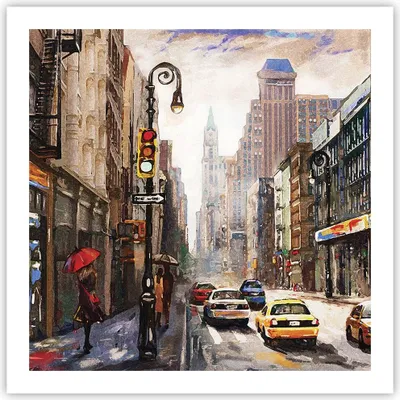 Produktbild von Poster - Poster ohne Rahmen - New York Aquarell - 60x60 cm - Wand Bild - Wanddeko - Wandbilder - Kunstposter - Wandposter - Bilder - Kunstdruck - Wanddekoration - Wandbild - P2XAC60x60-4590