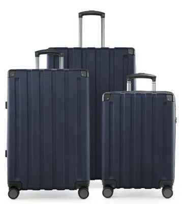 Immagine prodotto di HAUPTSTADTKOFFER Q-Damm - set di valigie 3 pezzi, set di valigie (S+M+L) a guscio duro e robusto, estensione a 4 ruote, trolley da cabina + bagaglio da stiva, TSA, blu scuro