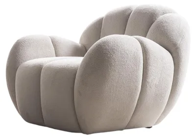 Immagine prodotto di Poltrona bianco-beige Poltrona di design Poltrona rotonda Poltrona in tessuto