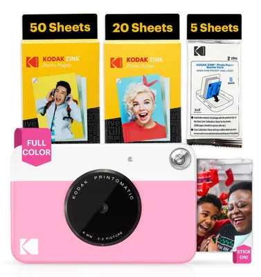 Produktbild von Kodak Printomatic Sofortbildkamera – 75 Blatt Paket – 5MP – Zink 2x3 Fotos – Tra