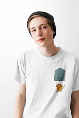 Produktbild von D&B Uni Polo  PO00011 Falling Cat Pocket Weiß-Größe L
