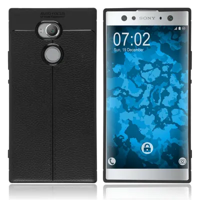 Produktbild von PhoneNatic Case kompatibel mit Sony Xperia XA2 Ultra - schwarz Silikon Hülle Lederoptik Cover