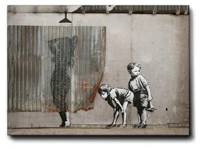 Produktbild von Banksy - Frauendusche - 140L x 100B cm - Premium Loom Canvas mit hoher Dicke
