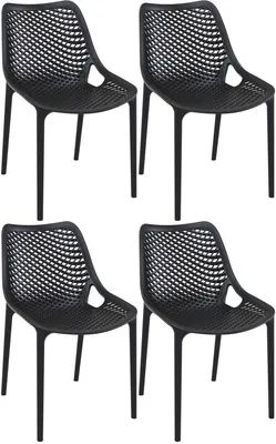 Produktbild von CLP 4er Set Stühle Air Stapelbar UV-lichtbeständig schwarz