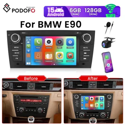 Productafbeelding van Android Autoradio voor BMW 3 Serie E90 - 7 Inch HD Touchscreen - 6GB RAM en 128GB Opslag met CarPlay