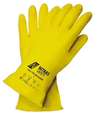 Zdjęcie produktu dla 12x NITRAS SAFETY 3220-9 rękawice ochronne unisex chroniące przed chemikaliami 3220 Yellow Cleaner żółte rozmiar 9, 1 para