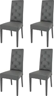 Produktbild von t m c s Tommychairs - 4er Set Moderne Stühle CHANTAL für Küche und Esszimmer, robuste Struktur aus lackiertem Buchenholz Farbe Dunkelgrau, gepolstert und mit dunkelgrauem Kunstleder bezogen
