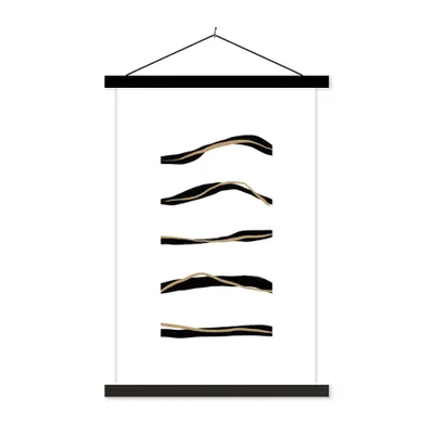 Produktbild von MuchoWow® Textilposter Linie - Schwarz - Design 120x180 cm mit schwarzem Rahmen - Fotos