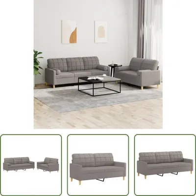 Produktbild von The Living Store 2-tlg. Sofagarnitur mit Kissen Taupe Stoff
