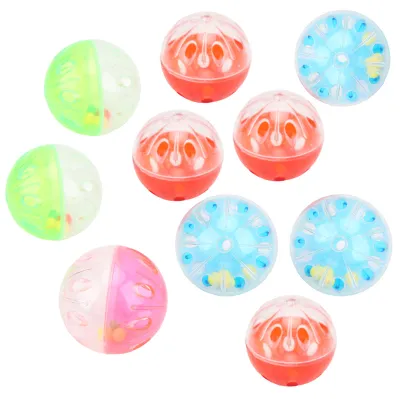 Immagine prodotto di 10 giocattoli per uccelli, palline sonore colorate in plastica, accessori per gabbie per l'allenamento alla masticazione, mordere