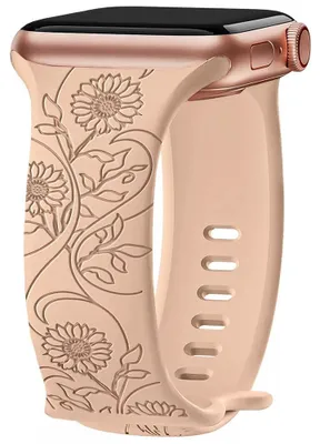 Image de Bracelet pour Apple Watch 38mm-40mm-41mm Series 9 8 SE 7 6 5 4 3 2 1 / Serie 10/11 (42mm) Silicone Motif Tournesol - Nude