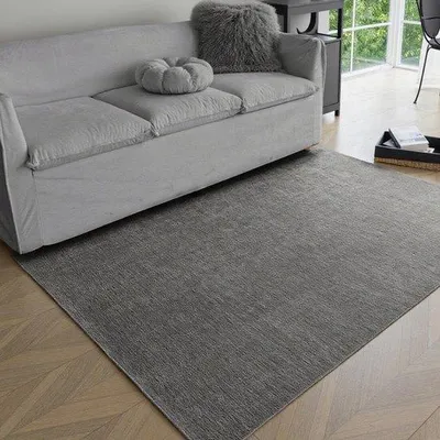 Imagen del producto de Alfombra de pelo bajo Unyqoos® de 140 x 200 cm, color gris oscuro, de chenilla, con base antideslizante de TPR, fácil de limpiar, ideal para salón y oficina